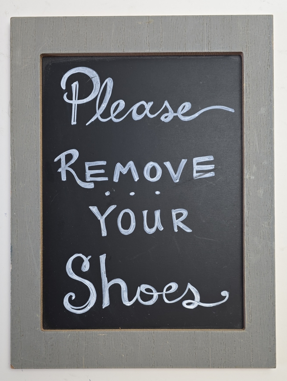 Chalkboard Sign "Please Remove Your Shoes" - Gray Frame 9"x12"